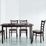 Baxton Studio Keitaro 5 Piece Dining Set in Dark Brown