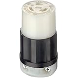 Leviton 2323 20 Amp, 250 Volt, NEMA L6-20R, 2P, 3W, Locking Connector, Industrial Grade, Grounding - Black-White