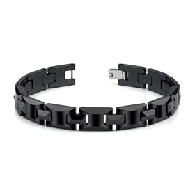 Black Ceramic H Style Link Bracelet for Men