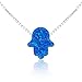 Blue Opal Hamsa Hand Necklace - 15 to 22 Inch