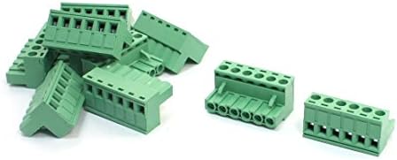300V 16A 5.08mm 6P Pluggable Type Green Screw Terminal Block 10 Pcs