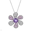 Necklace With 1.65ctw Amethyst and Created Sapphires Beautifully Crafted in White Gold Length 18in