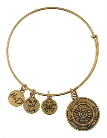 Hope And Destiny HD23-ZZ-BM-GT-BR Wheel Of Dharma Gold Toned Charm Bracelet