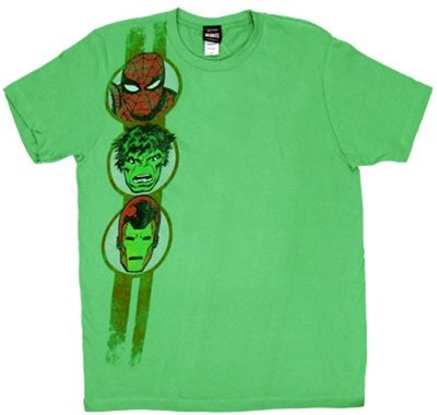  Marvel Comics T-Shirts Team Stripe Spiderman Hulk Iron Man - Medium