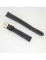 Vegetarian Cruelty Free Womens 12 mm Leather Look Black Watch Strap with Gold Tone Buckle CFST12GT