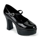 Mary Jane (Black) Platform Adult Shoes - Wide Width (11W)