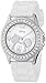 Disney Women's MK1093 Mickey Mouse Rhinestone-Accented Silver-Tone Watch with White Rubber Strap
