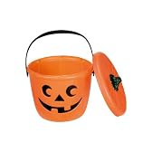 ハロウィン パンプキンプラバスケット 蓋付き小型バケツかご 【76-08/装飾用/飾り/カボチャ/かぼちゃ】