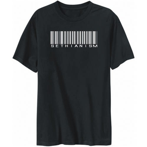 T-Shirt Mens Black ” Sethianism – Barcode” Religions Large