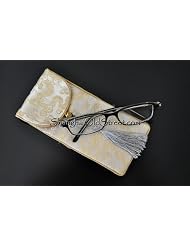 Beautiful Silk Brocade Eyeglass Sunglass Pouch Glasses Protect Bag - White with Dragon Pattern by Shanghai Old Street