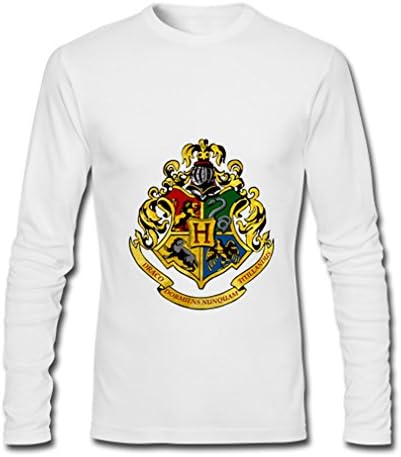 Sportfunnn Fashion Harry Potter Hogwarts Mens Long sleeve T-shirt Large White