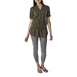 Mossimo Supply Co. Juniors Roll Tab Sleeve Pintuck Tunic - Forest Ranger Green