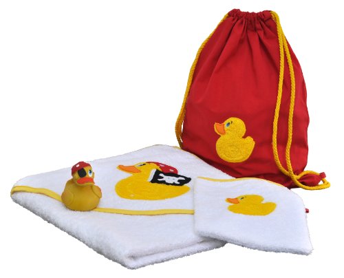 Smithy Fashion F113008 Geschenkset Quietscheente Pirat, Kapuzentuch, Waschhandschuh, Badee Preisvergleich