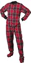 Big Feet Pajama Co. Red (101) Plaid 100% Cotton Flannel Adult Footed Pajamas NO Drop Seat