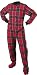 Big Feet Pajama Co. Red (101) Plaid 100% Cotton Flannel Adult Footed Pajamas NO Drop Seat