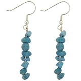  : STERLING SILVER TURQUOISE STONE CHIP DANGLE EARRINGS