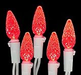Set of 70 LED Red C6 Christmas Lights - White Wire