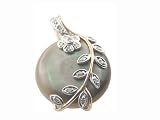 Black Mother Of Pearl and Diamond Embracing Flower Pendant