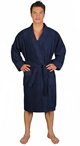 Arus Men's Short Kimono Bathrobe Turkish Cotton Terry Cloth Robe