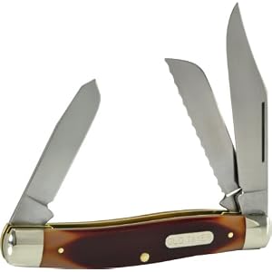 Schrade 89OT Old Timer Blazer Folding Knife with Clip, Serrated Sheepfoot, and Spey Blades by 