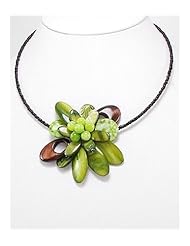 Flower Dyed Mother of Pearl Necklace In Zinc