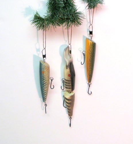 Hand-painted Carved Wood Fish Lure Ornaments (Set of 3)