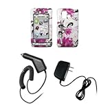 LG Dare VX9700 - Premium White and Purple Flowers Design Snap-On Cover Hard ....