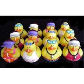 One Dozen (12) Rubber Ducky Lifeguard Pool Party Favors
