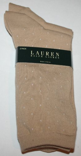 Polo Ralph Lauren Women's Crew Socks - 2 Pair - Size: 9-11 - Oyster/Dots