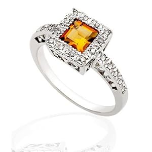 Buy ELEGANT 14K SQUARE CITRINE DIAMOND RING .68 CTS