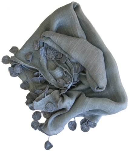 LibbySue-Summer Linen Look Spiral Tassel Scarf Shawl