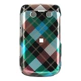 Premium Designer Hard Snap-on Crystal Case for the Blackberry Bold 9700 Onyx - Cool Blue, Green Plaid Checkers Print