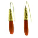 22K Gold Italian Red Coral Drop Earrings by Suz Andreasen Couture, MADE IN AMERICA