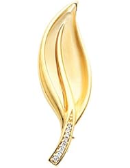14K Yellow Gold Diamond Leaf Brooch - 0.08 Ct. -- LIFETIME WARRANTY