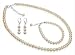 Sterling Silver Imitation Fresh Water Pearl Bracelet Earrings with Necklace Jewelry Set Made with Sw