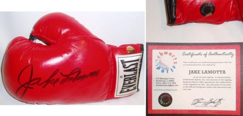 Jake LaMotta Signed Everlast Boxing Glove - Jake LaMotta Boxing Sports Memorabilia