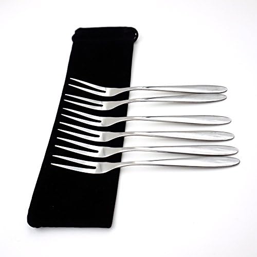 Crysto Stainless Steel Fruit Forks, Cocktail Forks, Dessert Forks, Appetizer Forks for Salad Fruit Cake, Set of 6