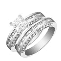 1.75 Carat Diamond Engagement Ring 14k White Gold Bridal Set Princess Cut SALE