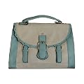 Satchel Style Fashion Cross Body / Shoulder Bag Beige & Light Blue