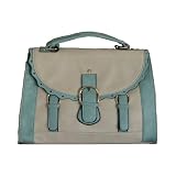 Satchel Style Fashion Cross Body / Shoulder Bag Beige & Light Blue