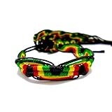 2 Pcs Rasta Friendship Bracelets New Band Tie-on Reggae Carnival Red Green
