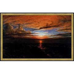 Bild mit Rahmen: Francis Danby, "Sunset at Sea after a Storm, 1824", 81 x 51 - Holz Corum S: Gold