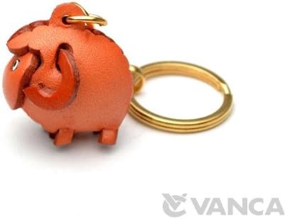Vanca.comSheep Animal Chinese Zodiac 3D Leather Keychain(L) VANCA CRAFT-Collectible Keyring Charm Pendant Made in Japan