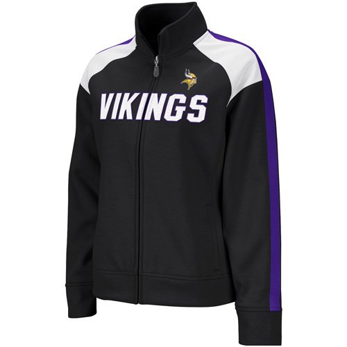 Reebok Minnesota Vikings Ladies Black Bonded Full Zip Track Jacket (Small)