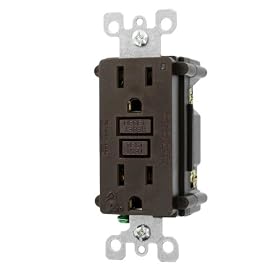 Leviton 7599-K 15-Amp 125-Volt SmartLockPro Duplex GFCI Receptacle, Brown