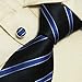 S4037 NEW Designer Hand Made Black Blue Stripes Neck Tie Cufflinks with Presentation ...