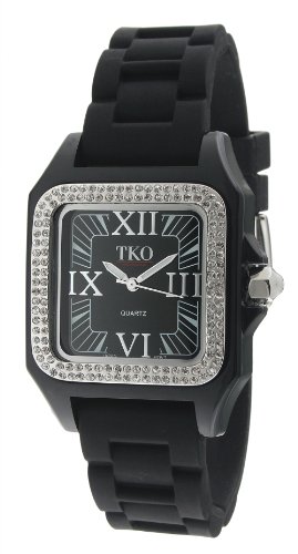 TKO ORLOGI Women's TK541-BK Riviera Ice Black Plastic Case with Swarovski Crystals Watch