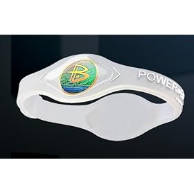 Power Balance Wristband Silicone Bracelet Clear W/White Letters Size: Large>