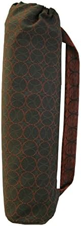 Yoga Mat Bag - Brown Abstract Canvas 12 x 28 Inside Pocket - Washable - Shoulder Strap - red abstract