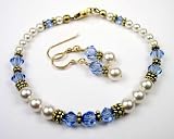 LIGHT BLUE Sapphire Gold Filled Swarovski Crystal Beaded Pearl Bracelets and Earrings Sets 41MoUkUgw1L. SL160 LIGHT BLUE Sapphire Gold Filled Swarovski Crystal Beaded Pearl Bracelets and Earrings Sets